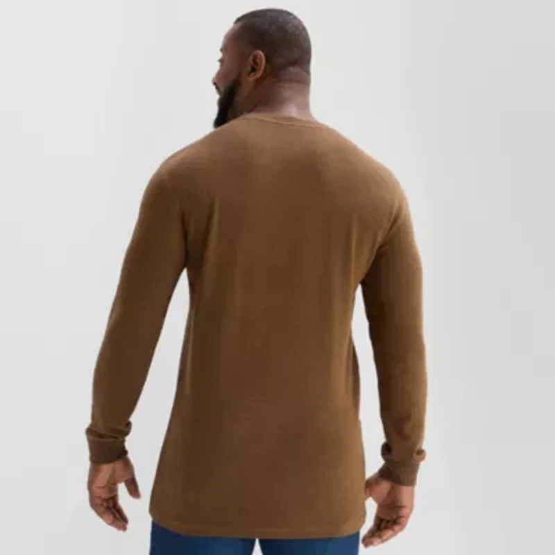 St. John's Bay Waffle Mens Crew Neck Long Sleeve Classic Fit Big and Tall Thermal Top