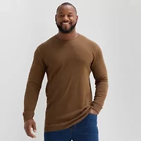 St. John's Bay Waffle Mens Crew Neck Long Sleeve Classic Fit Big and Tall Thermal Top