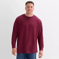 St. John's Bay Waffle Mens Crew Neck Long Sleeve Classic Fit Big and Tall Thermal Top