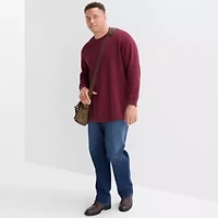 St. John's Bay Waffle Mens Crew Neck Long Sleeve Classic Fit Big and Tall Thermal Top