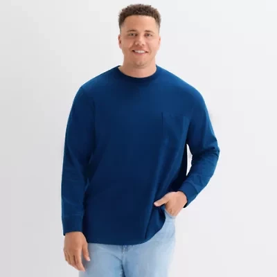 St. John's Bay Sueded Mens Crew Neck Long Sleeve Big and Tall T-Shirt