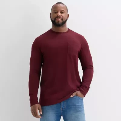 St. John's Bay Sueded Mens Crew Neck Long Sleeve Big and Tall T-Shirt