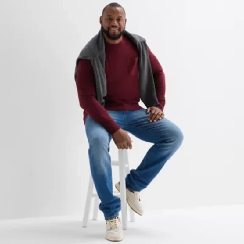 St. John's Bay Sueded Mens Crew Neck Long Sleeve Big and Tall T-Shirt