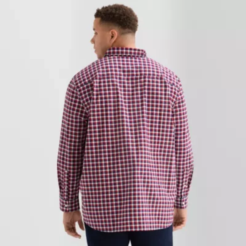 St. John's Bay Everyday Stretch Mens Long Sleeve Classic Fit Big and Tall Button-Down Shirt