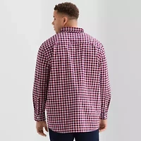 St. John's Bay Everyday Stretch Mens Long Sleeve Classic Fit Big and Tall Button-Down Shirt