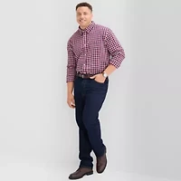 St. John's Bay Everyday Stretch Mens Long Sleeve Classic Fit Big and Tall Button-Down Shirt