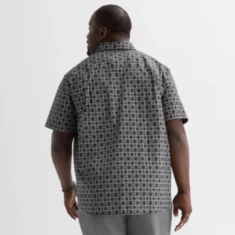 Shaquille O'Neal XLG Mens Short Sleeve Regular Fit Big and Tall Button-Down Shirt