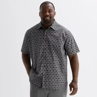 Shaquille O'Neal XLG Mens Short Sleeve Regular Fit Big and Tall Button-Down Shirt