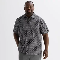 Shaquille O'Neal XLG Mens Short Sleeve Regular Fit Big and Tall Button-Down Shirt