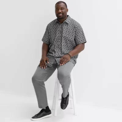 Shaquille O'Neal XLG Mens Short Sleeve Regular Fit Big and Tall Button-Down Shirt