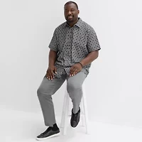 Shaquille O'Neal XLG Mens Short Sleeve Regular Fit Big and Tall Button-Down Shirt
