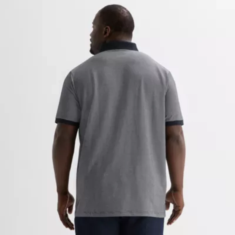 Shaquille O'Neal XLG Jacquard Big and Tall Mens Regular Fit Short Sleeve Polo Shirt