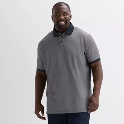 Shaquille O'Neal XLG Jacquard Big and Tall Mens Regular Fit Short Sleeve Polo Shirt