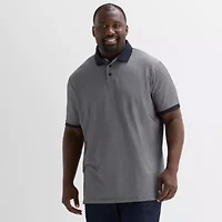 Shaquille O'Neal XLG Jacquard Big and Tall Mens Regular Fit Short Sleeve Polo Shirt
