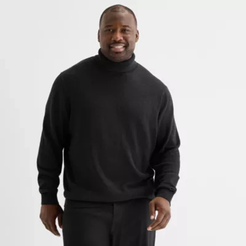 Shaquille O'Neal XLG Lurex Big and Tall Mens Turtleneck Long Sleeve Pullover Sweater