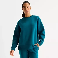 Xersion Womens Drawstring Waist Straight Mid Rise Fleece Sweatpant