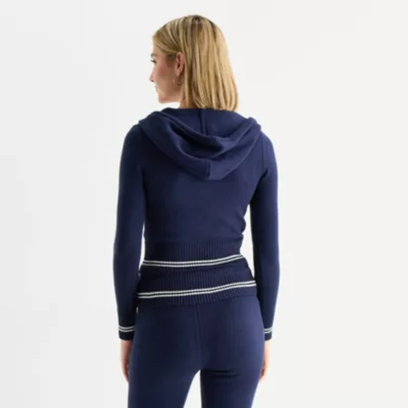 Forever 21 Juniors Womens Hooded Embellished Long Sleeve Rib Knit Pullover Sweater