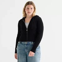 Forever 21 Juniors Womens Hooded Long Sleeve Cable Knit Pullover Sweater