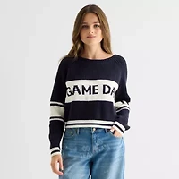 Arizona Juniors Womens Crew Neck Long Sleeve Pullover Sweater