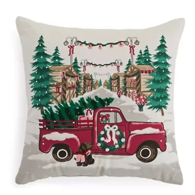 North Pole Trading Co. Truck Dog Square Throw Pillow