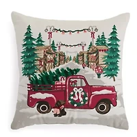 North Pole Trading Co. Truck Dog Square Throw Pillow