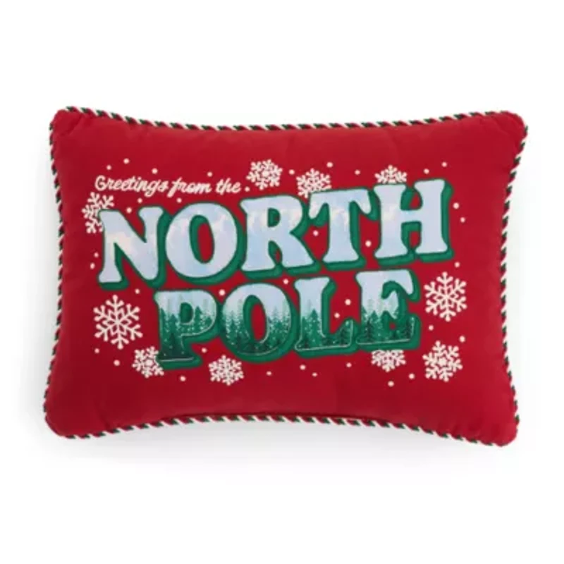 North Pole Trading Co. North Pole Greeting Rectangular Throw Pillow
