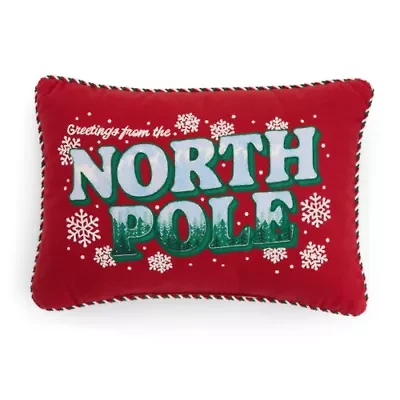 North Pole Trading Co. North Pole Greeting Rectangular Throw Pillow