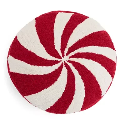 North Pole Trading Co. Peppermint Round Throw Pillow
