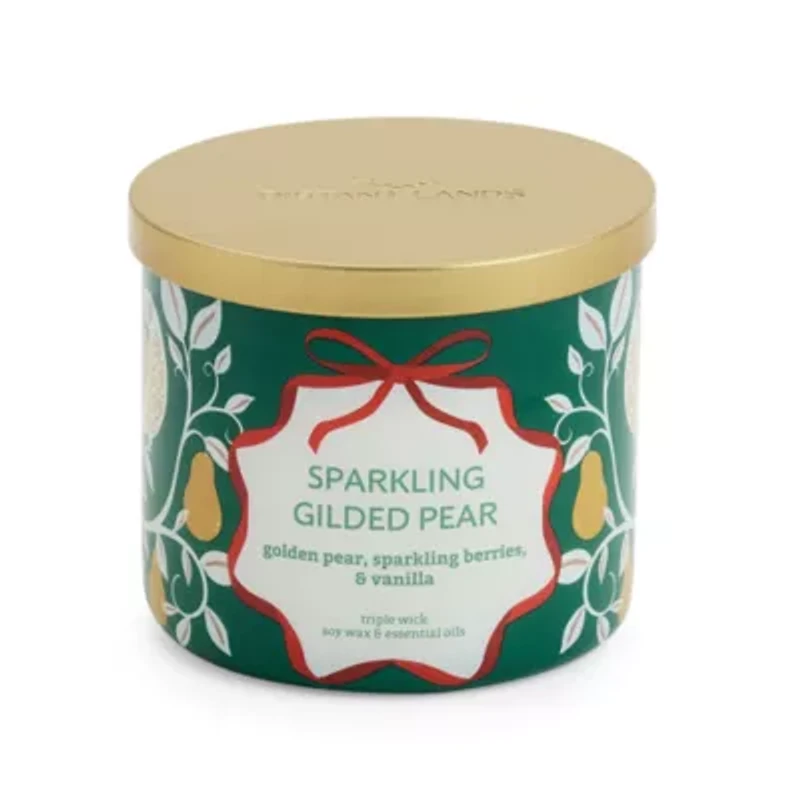 Distant Lands Sparkling Guilded Pear 3-Wick Scented Jar Candle