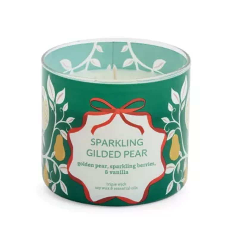 Distant Lands Sparkling Guilded Pear 3-Wick Scented Jar Candle