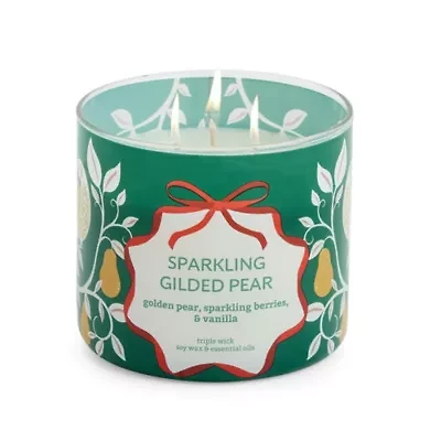 Distant Lands Sparkling Guilded Pear 3-Wick Scented Jar Candle