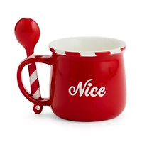 North Pole Trading Co. Naughty and Nice Holiday Coffee Mug with Spoon
