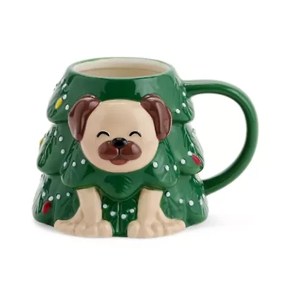 North Pole Trading Co. Christmas Tree Pug Holiday Coffee Mug
