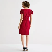 Liz Claiborne Womens Short Sleeve Midi Sheath Dress