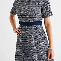 Liz Claiborne Womens Short Sleeve Midi A-Line Dress