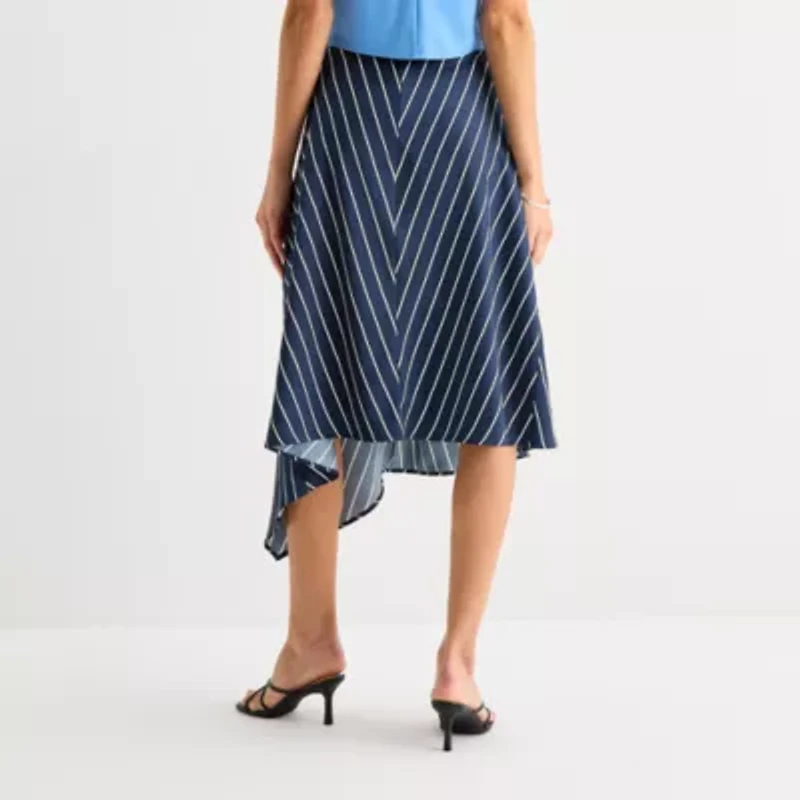 Worthington Womens Midi Asymmetrical Skirt