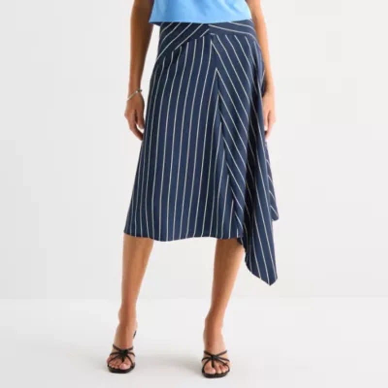 Worthington Womens Midi Asymmetrical Skirt