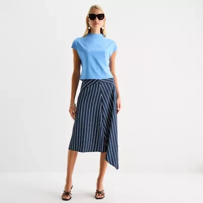 Worthington Womens Midi Asymmetrical Skirt