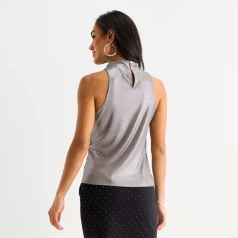 Bold Elements Womens Mock Neck Sleeveless Blouse
