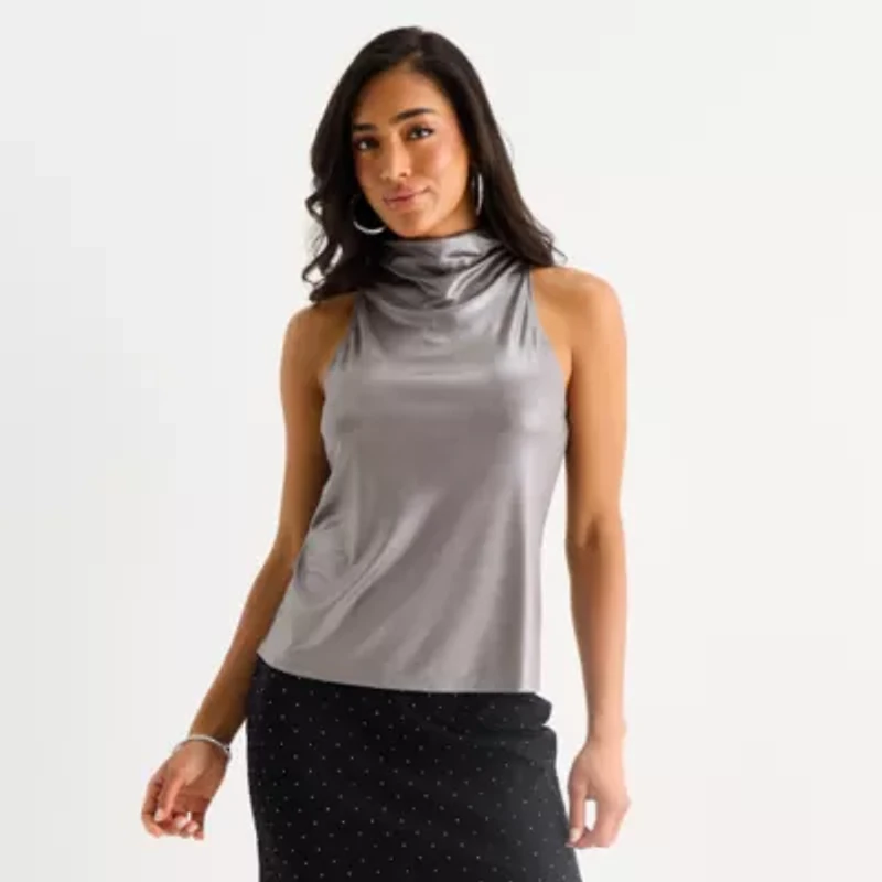 Bold Elements Womens Mock Neck Sleeveless Blouse