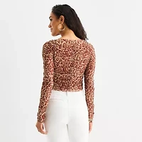 Bold Elements Womens Square Neck Long Sleeve Blouse