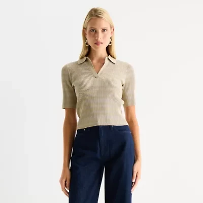 Worthington Womens Short Sleeve Pullover Sweater