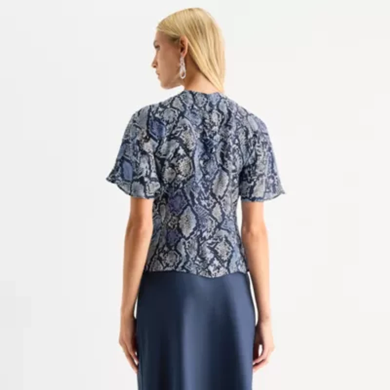 Worthington Womens Short Sleeve Blouse
