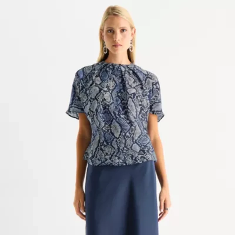 Worthington Womens Short Sleeve Blouse