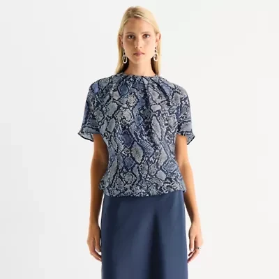 Worthington Womens Short Sleeve Blouse