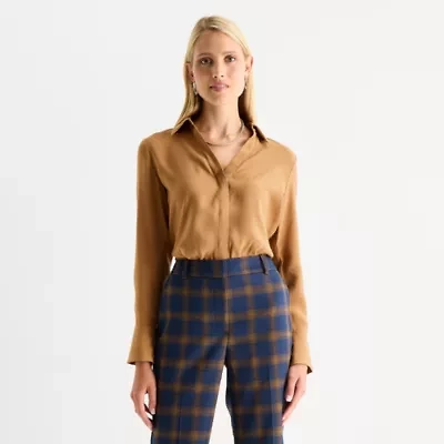 Worthington Womens Long Sleeve Blouse