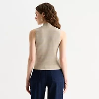 Worthington Womens Mock Neck Sleeveless Pullover Sweater