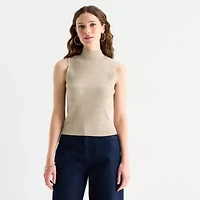 Worthington Womens Mock Neck Sleeveless Pullover Sweater