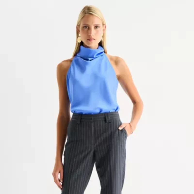 Worthington Womens Halter Neck Sleeveless Blouse