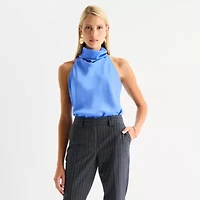 Worthington Womens Halter Neck Sleeveless Blouse